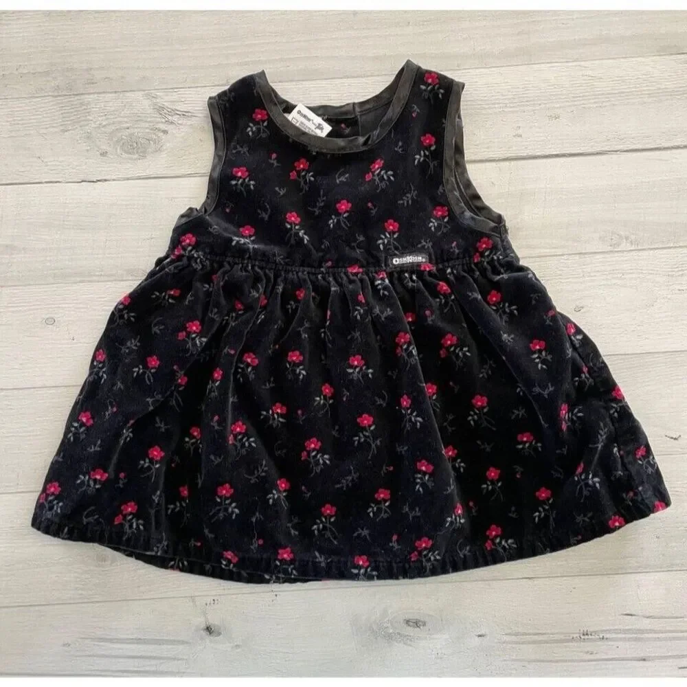 vintage OshKosh B'Gosh black velvet dress 18 months